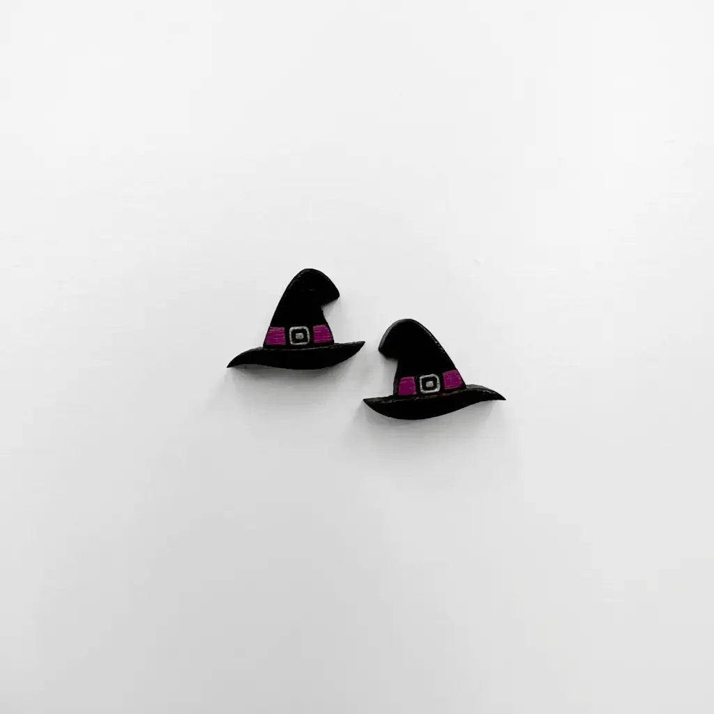 Witch Hat Wood Stud Earring Halloween