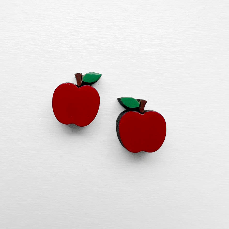 Back To School Wood Stud Earrings