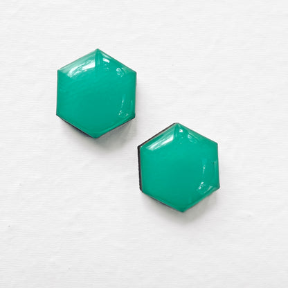 Aquamarine Wood Stud Earrings