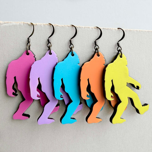 Bigfoot Wood Drop Earrings – Sasquatch Statement Earrings