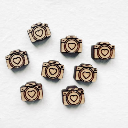 Camera Wood Stud Earrings