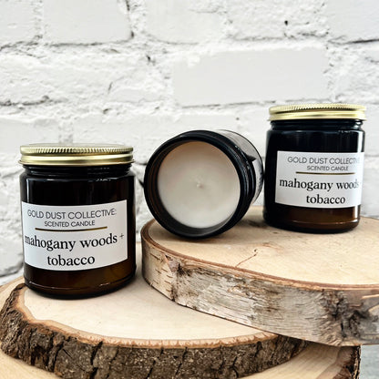 Mahogany Woods + Tobacco Scented Candle