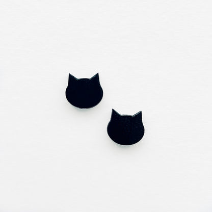 Cat Wood Stud Earrings