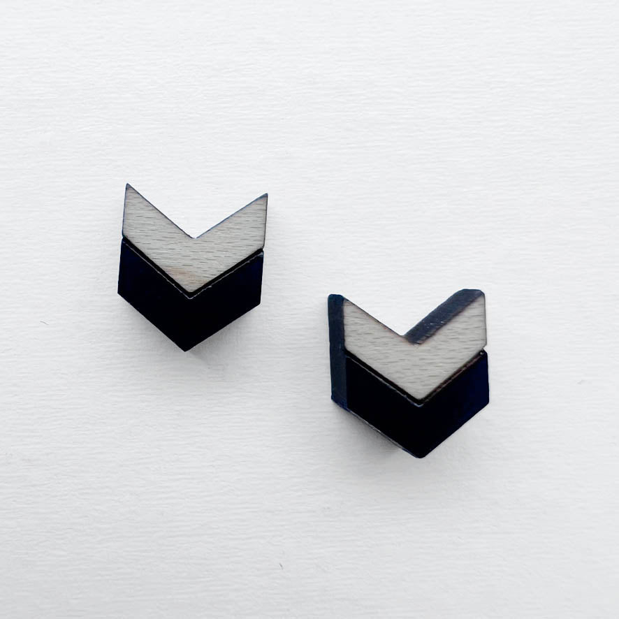 Chevron Wood Stud Earrings