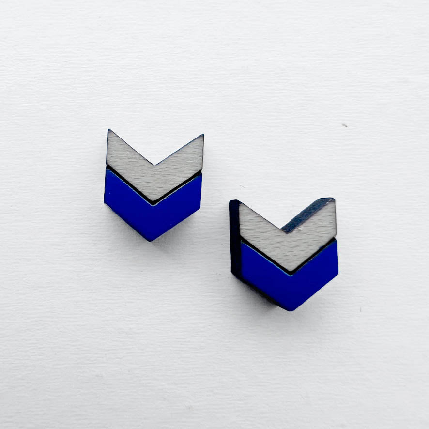 Chevron Wood Stud Earrings