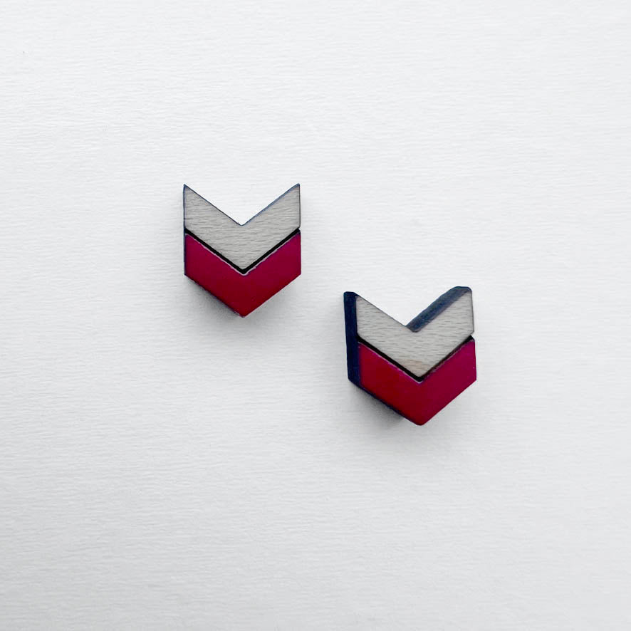 Chevron Wood Stud Earrings