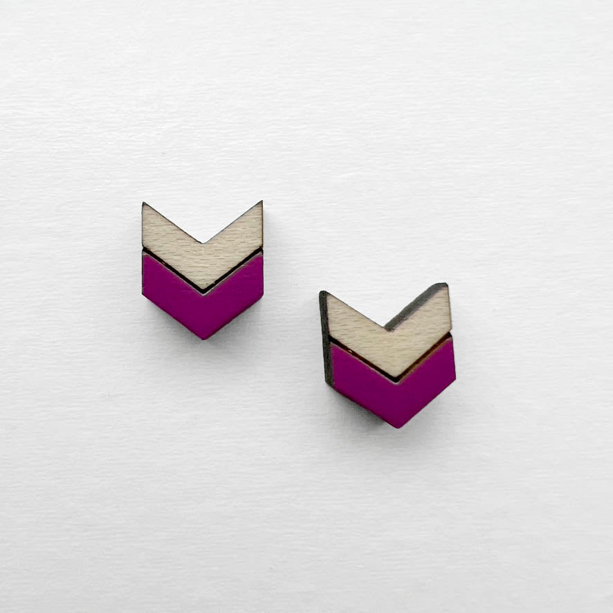 Chevron Wood Stud Earrings