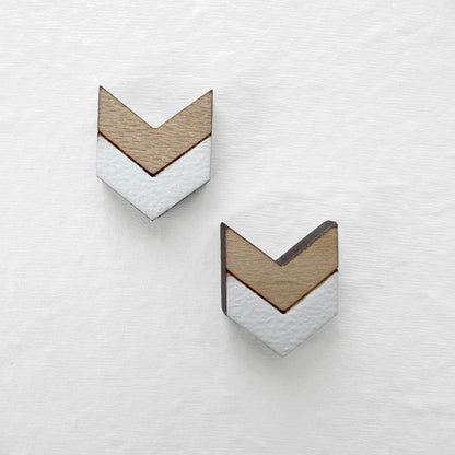 Chevron Wood Stud Earrings