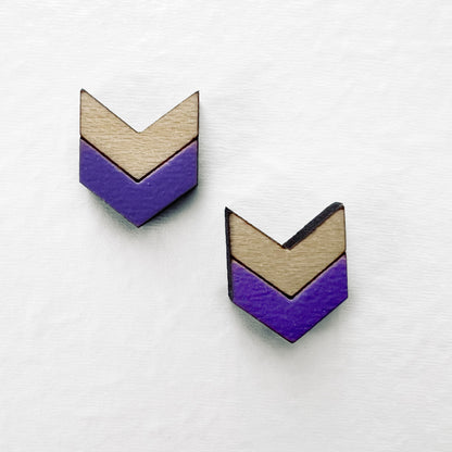 Chevron Wood Stud Earrings