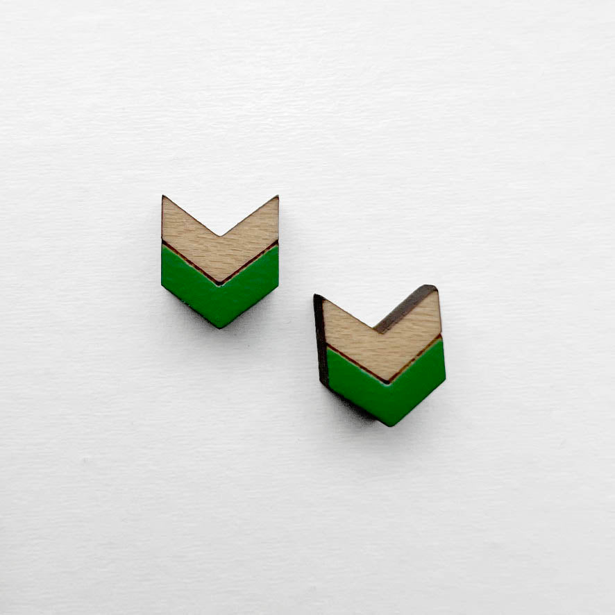 Chevron Wood Stud Earrings