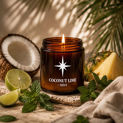 Coconut Lime and Mint Scented Candle Lifestyle