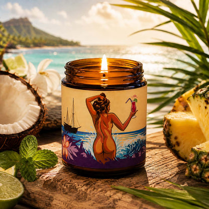 Coconut Lime and Mint Scented Candle Tiki Collection Lifestyle