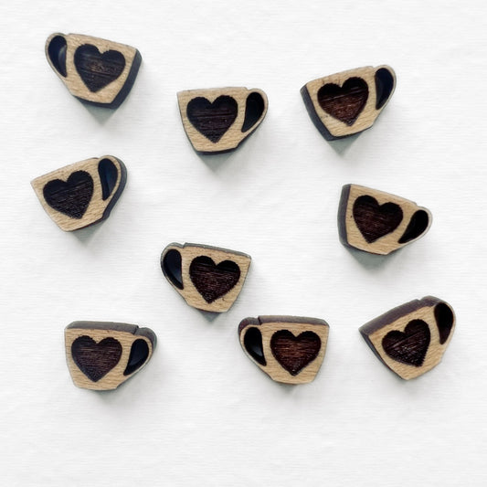 Coffee Cup Wood Stud Earrings