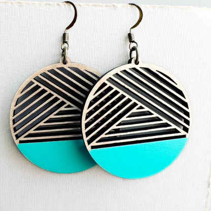 Dipped Metric + Maple Wood Drop Earrings