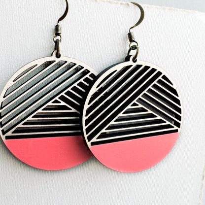 Dipped Metric + Maple Wood Drop Earrings