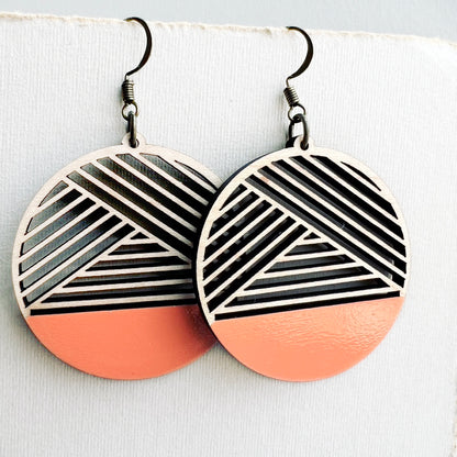 Dipped Metric + Maple Wood Drop Earrings