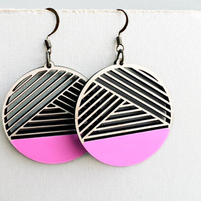 Dipped Metric + Maple Wood Drop Earrings