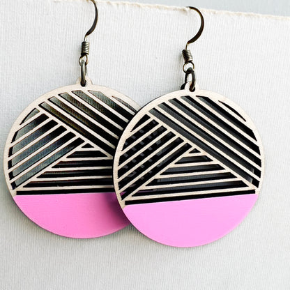 Dipped Metric + Maple Wood Drop Earrings