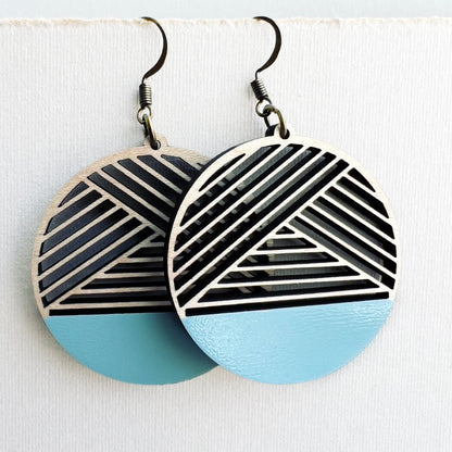 Dipped Metric + Maple Wood Drop Earrings