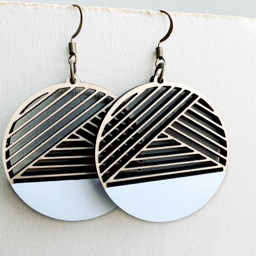 Dipped Metric + Maple Wood Drop Earrings