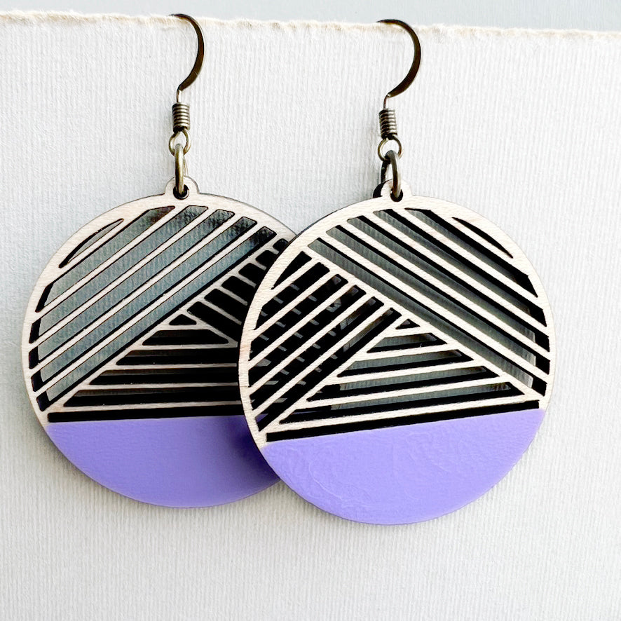 Dipped Metric + Maple Wood Drop Earrings