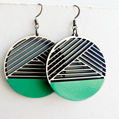 Dipped Metric + Maple Wood Drop Earrings