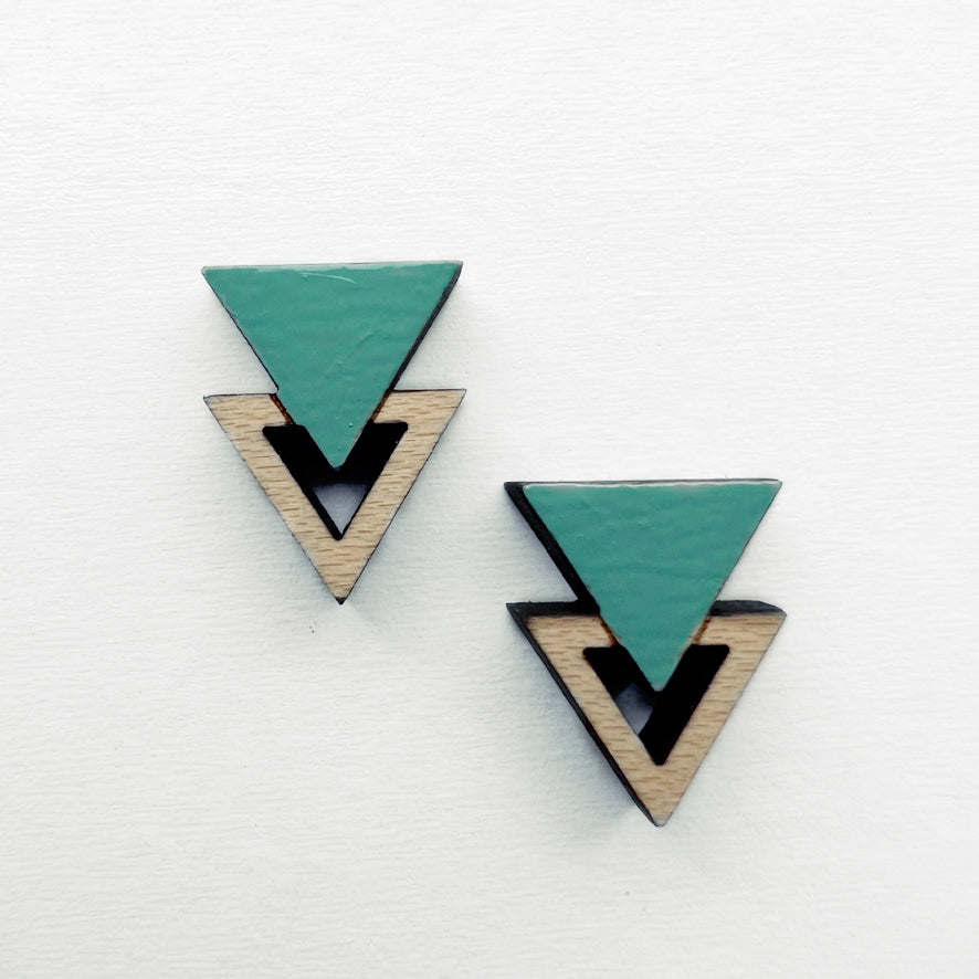 Double Triangle Wood Stud Earrings