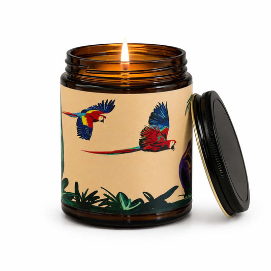 Grapefruit and Black Currant Scented Candle Olmec with flame