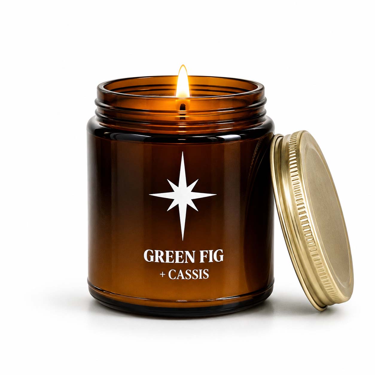 Green Fig and Cassis Scented Candle with Flame