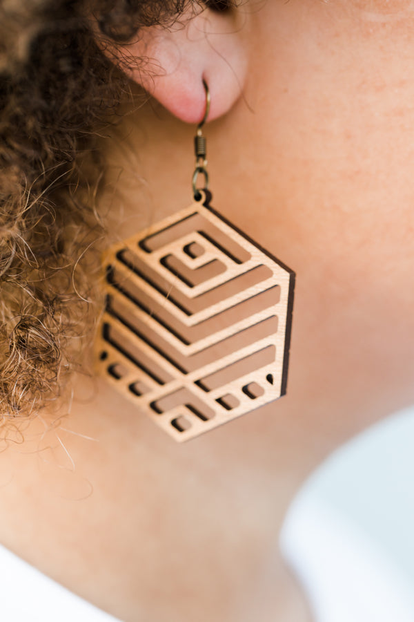 Ani Wood Drop Earrings