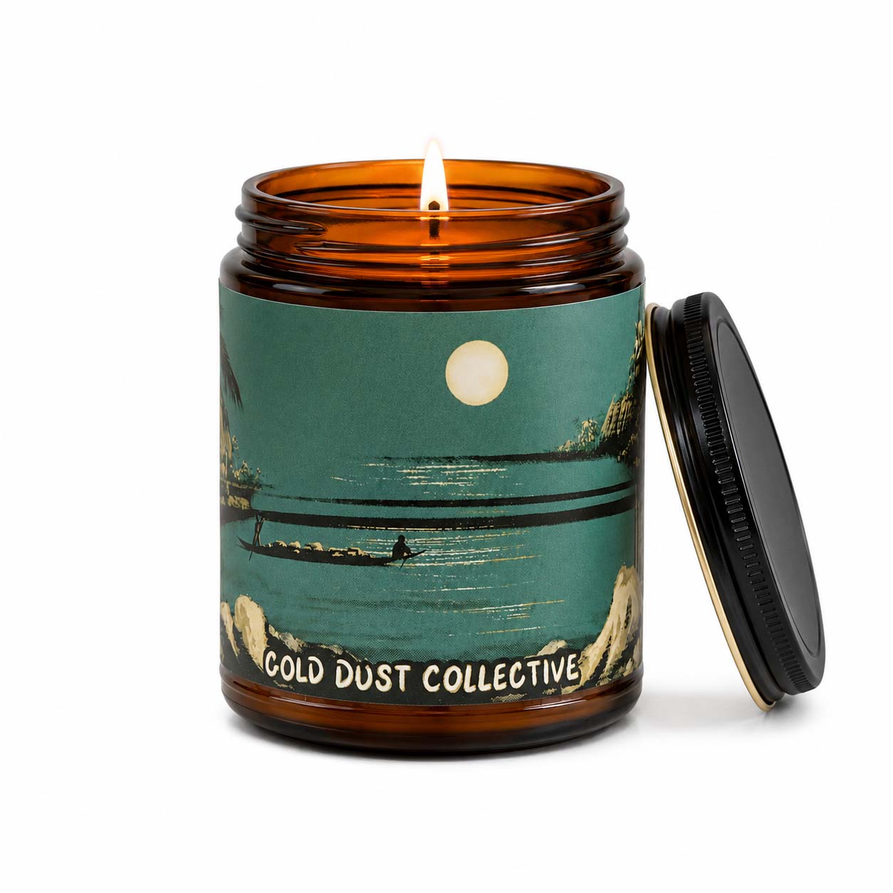 Head Huntress Tiki Collection Spiced Ginger and Coconut with flame