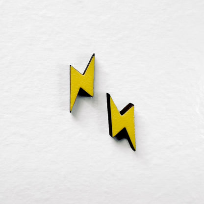 Lightening Bolt Wood Stud Earrings