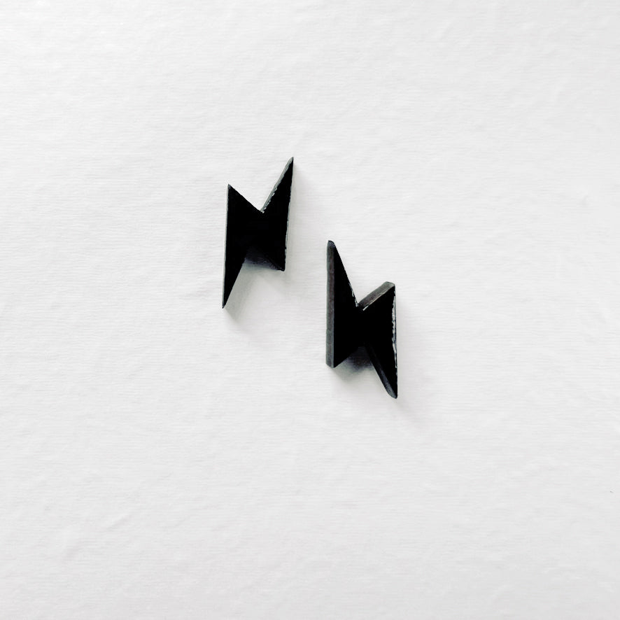 Lightening Bolt Wood Stud Earrings