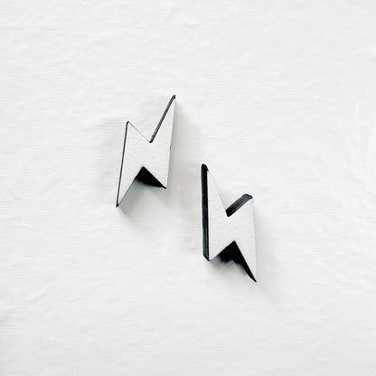 Lightening Bolt Wood Stud Earrings