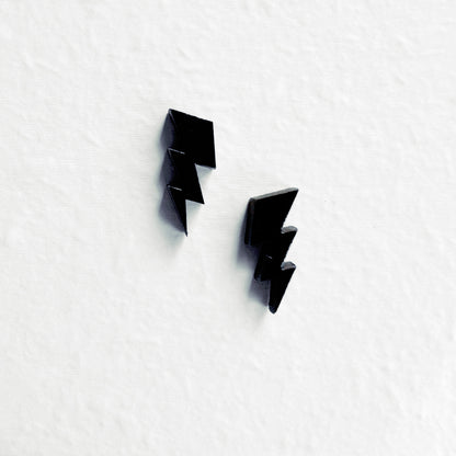 Lightening Bolt Wood Stud Earrings