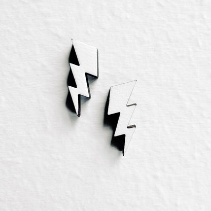 Lightening Bolt Wood Stud Earrings