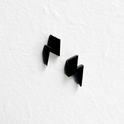 Lightening Bolt Wood Stud Earrings