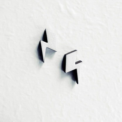 Lightening Bolt Wood Stud Earrings