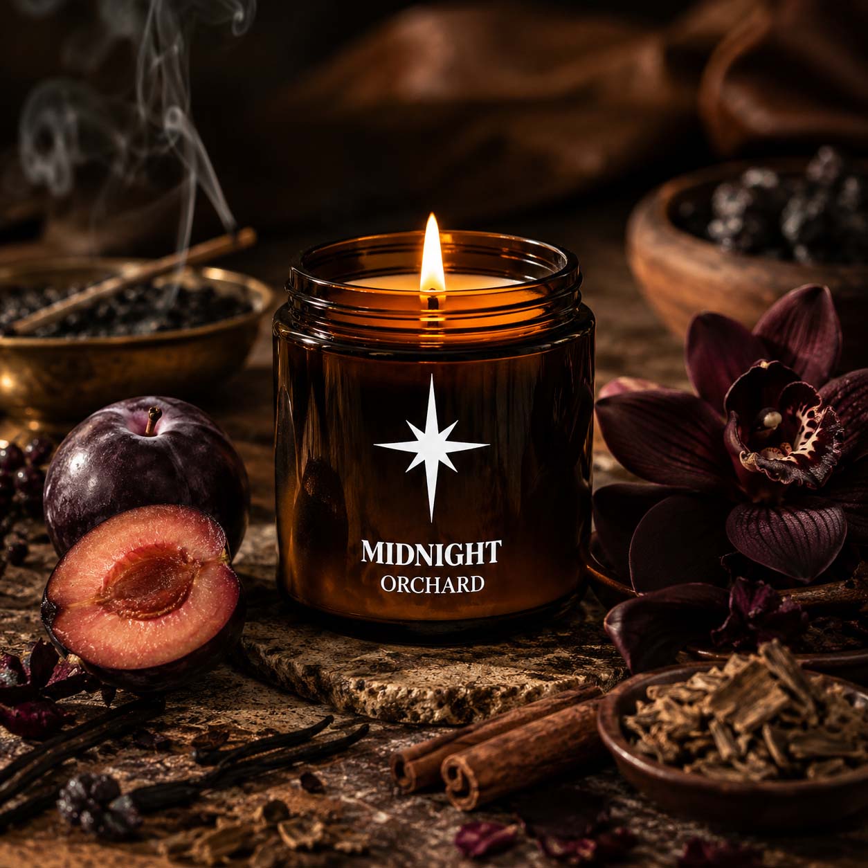 Midnight Orchard Scented Candle Lifestyle