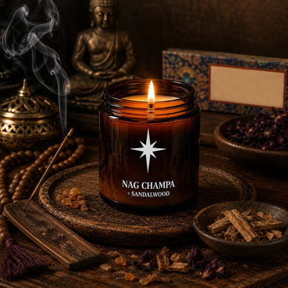 Nag Champa and Sandalwood Scented Candle Lifestyle