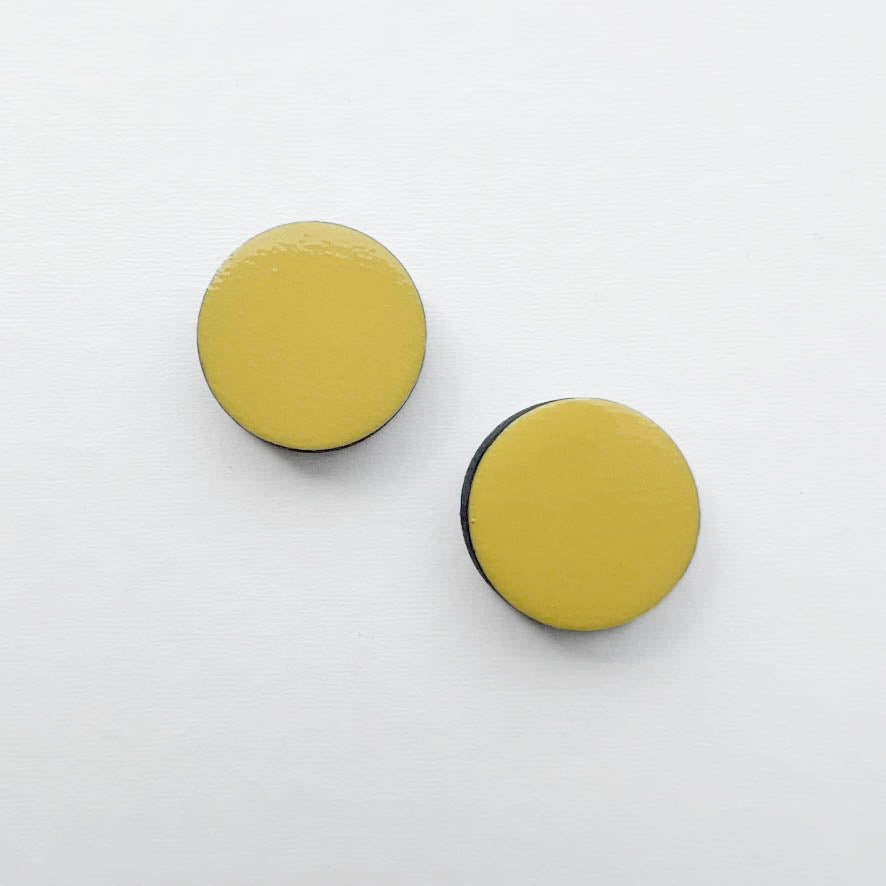 Circle Painted Wood Stud Earrings