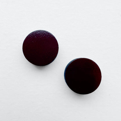 Circle Painted Wood Stud Earrings