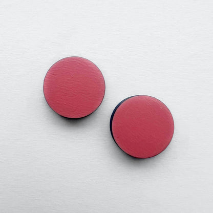 Circle Painted Wood Stud Earrings