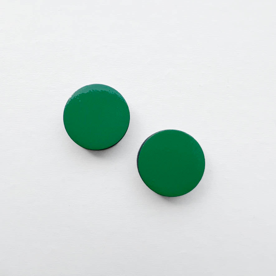 Circle Painted Wood Stud Earrings