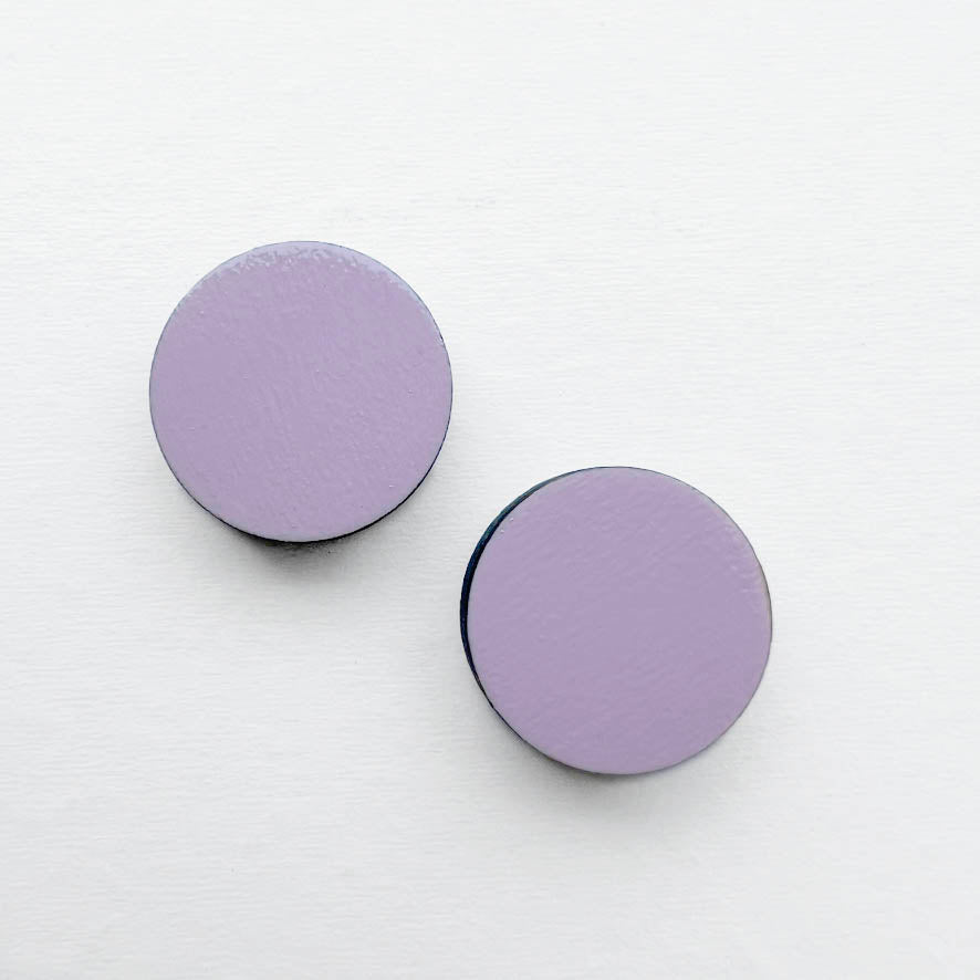 Circle Painted Wood Stud Earrings