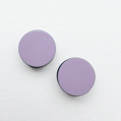 Circle Painted Wood Stud Earrings