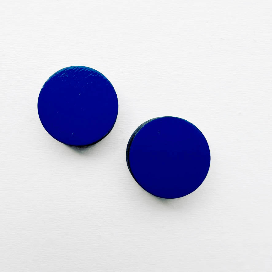 Circle Painted Wood Stud Earrings