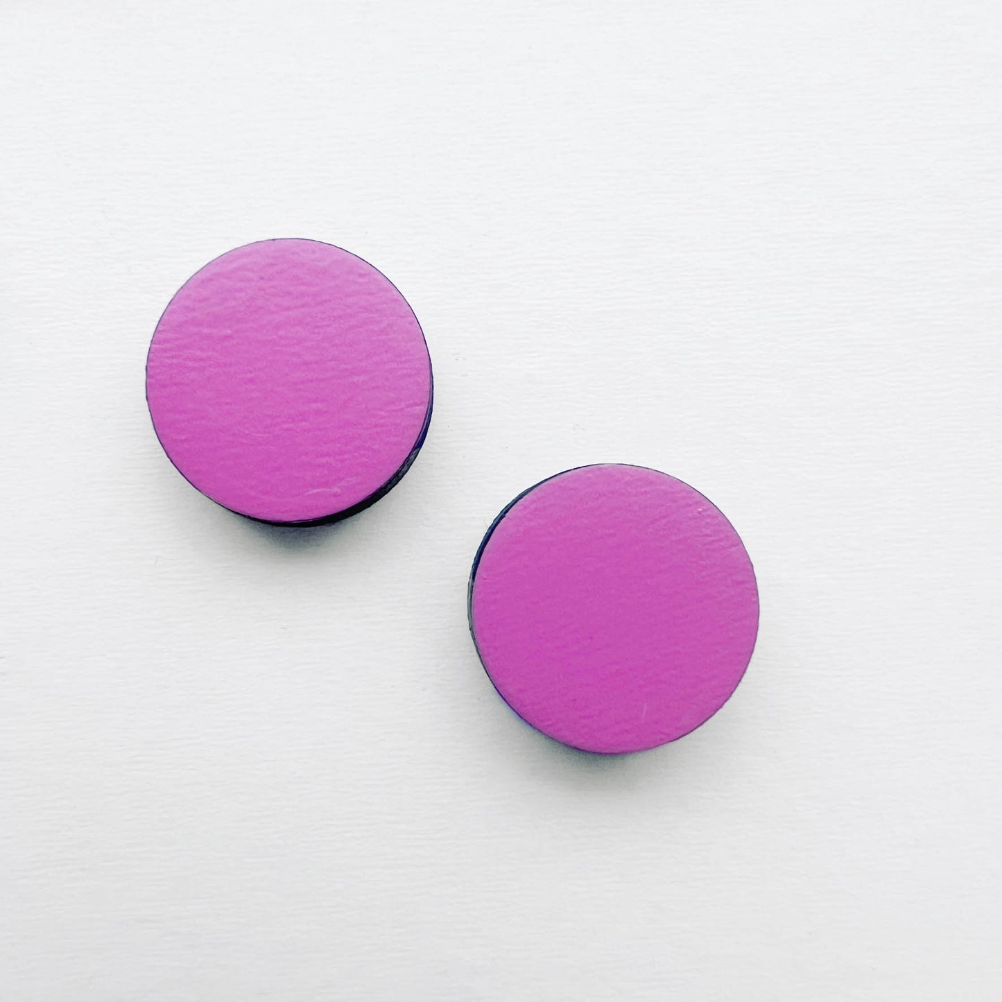 Circle Painted Wood Stud Earrings