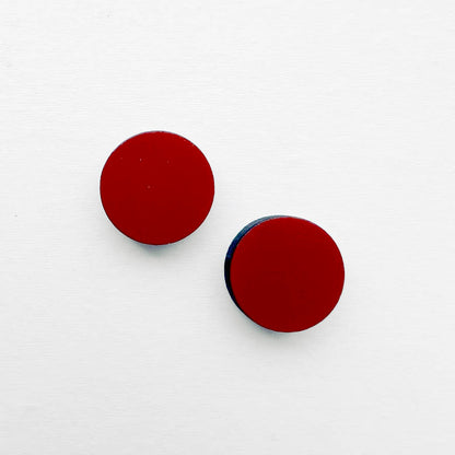 Circle Painted Wood Stud Earrings