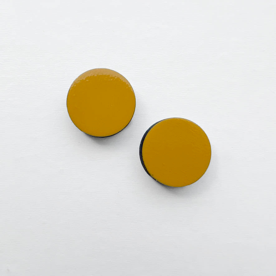 Circle Painted Wood Stud Earrings